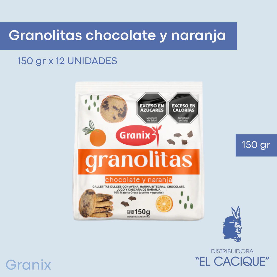 GRANOLITAS Chocolate y Naranja 12 x 150 Gr.GRANIX